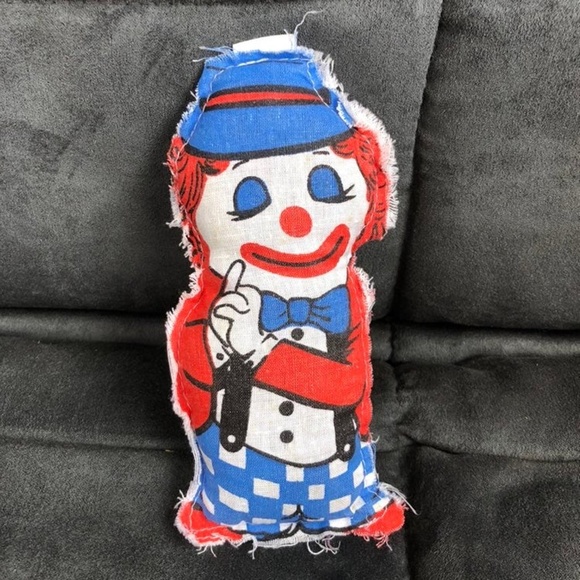 VINTAGE Halloween Decor Clown Cloth Toy Red, Blue, White - Picture 4 of 6
